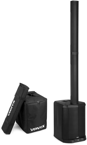 Vonyx VX822 Column Speaker System mit Tasche & Cover, PA Anlage Aktiv, 1800 Watt Säulenlautsprecher, 12 Zoll Subwoofer Aktiv, Pairing, Bluetooth 5.0, DJ Anlage Komplett Set, PA Lautsprecher