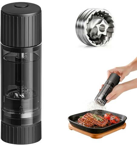 Luvan Professional Pepper Grinder – High Output Manual Black Pepper Mill with 430 Stainless Steel Grinding Core, Adjustable Coarseness, Clear Window, Heavy Duty Refillable Design & Lock Button