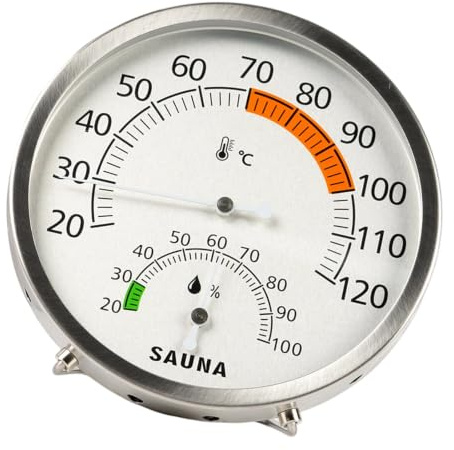 Sauna Climate Meter Temp Humidity Gauge Mechanical Stainless Steel Analog Meter for Spa Room Reading Use Analog Sauna Gauge Mechanical Stainless Steel Room Climate Home Humidity Spa Temp