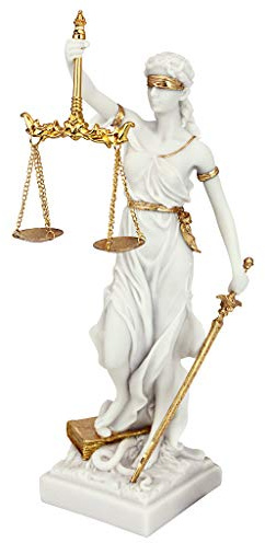 Design Toscano Göttin der Gerechtigkeit Themis Statue aus Marmor-Steinguss, Maße: 14 x 9 x 33 cm 1 kg