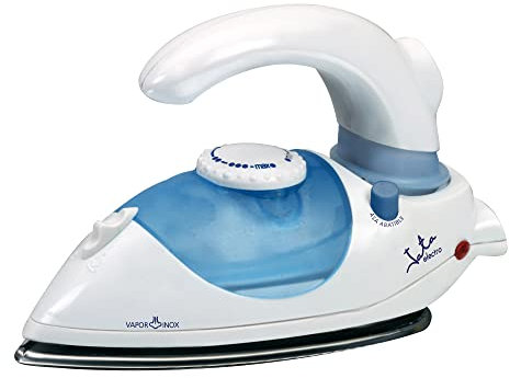 Jata PL357N Plancha de Viaje, Plancha Vapor, Suela Acero Inox, 800 W, Mango Abatible, Termostato Regulador de temperatura, Incluye bolsa