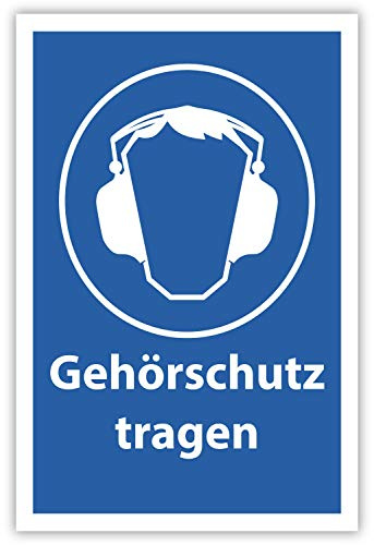 SCHILDER HIMMEL anpassbares Gehörschutz tragen Arbeitsschutz Schild 29x21cm Kunststoff, Nr 503 eigener Text/Bild verschiedene Größen/Materialien