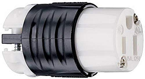 Legrand Pass & Seymour PS5269XCCV4 15 Amp 125V Straight Blade Extra Hard Use Specification Grade Connector, NEMA 5-15R, Black/White (1 Count)