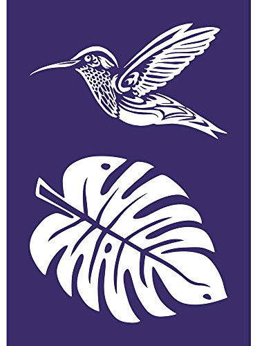 Rayher Schablone Motiv Kolibri, DIN A4, Schablone mit Rakel, Siebdruck-Schablone, Malschablone, selbstklebend, 45088000
