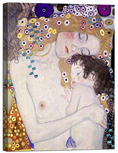 LuxHomeDecor Gustav Klimt Le Tre età della Donna 70x50 cm Quadro Stampa su Tela con Telaio in Legno