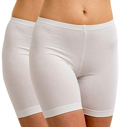HERMKO 5780 2er Pack Damen Longpant - knielanger Pant, Farbe:weiß, Größe:44/46 (L)
