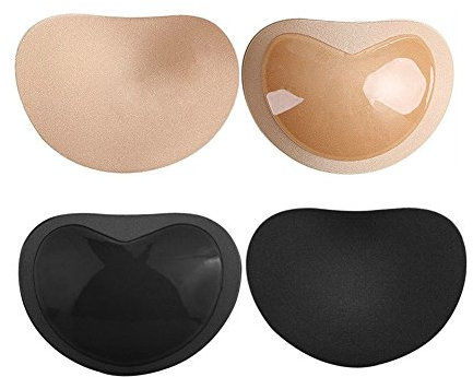 DGYAO Självhäftande BH-vaddering förstärkare bröstvaddering BH inlägg bröst push up bh kuddar ett par bikini baddräkt push-up avtagbara BH-kuddar inlägg .., Svart+nude, en storlek