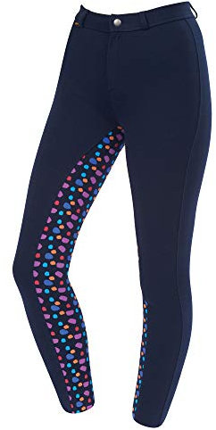 Saxon Kinder Reithose Warm Up (Bund 53,35 cm) (Marineblau/Marineblaue Punkte)