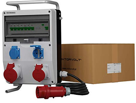 Doktorvolt Quadro Elettrico per Cantieri con Cavo 32A 16A 2x230V Modello ECO-S/FI SKHU 0403