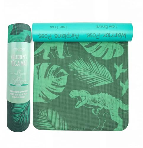 Myga Childrens Yoga Mat - Eco-Friendly Yoga, Exercise and Fitness Mat for Kids - Features 8 Yoga Poses on the Reverse of the Mat - Non-Slip, Extra Grip & Multi-Purpose Mat - Various Designs