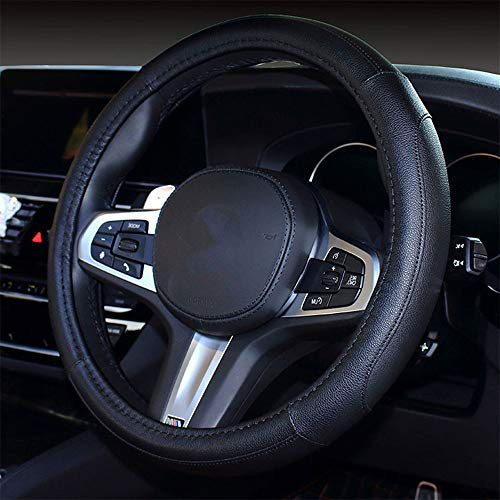 Coofig Auto Lenkradbezug mit Strapazierfähigem PU-Leder, Lenkradabdeckung Universell, 38cm (15 Zoll), Passend für Auto, LKW, SUV, Atmungsaktiv, rutschfest, für Damen und Herren