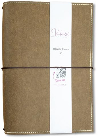 Travelers Notebook, dunkelbraun, SnapPap, nachfüllbar, versch. Größen, A5, Platz für 2 Hefte, mit Notizheften erhältlich (hochwertiges 120g Papier), Farbauswahl Hefte, dots oder blanko