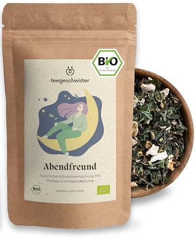BIO Abendtee | Loser Kräuter-Tee für deine Auszeit am Abend | Natürlicher Melissentee mit Baldrian, Lavendel und Passionsblume | 200g loser Bio Tee | teegeschwister