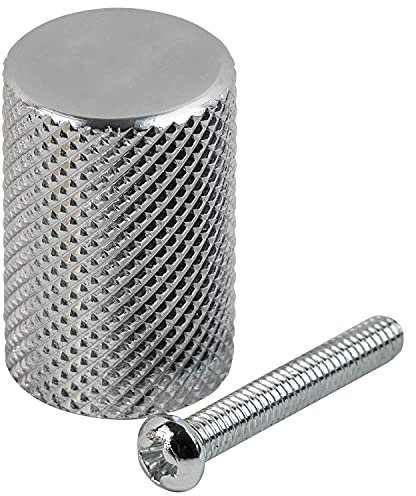 Hausen Knurled Kitchen Cupboard Cylinder Knob, Bedroom/Bathroom/Office Cabinet, Drawer, Unit Handle, 28mm x 18mm, Polished Chrome