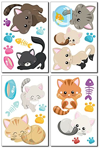 Samunshi® Wandtattoo Süße Katzen Set Wandbilder Kinderzimmer Deko Junge Wandtattoo Kinderzimmer Mädchen Wandsticker Kinderzimmer
