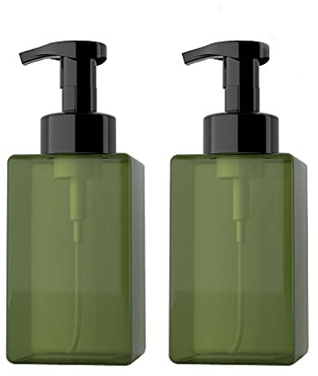 ZEOABSY 2 Stück 450ml Quadrat Leere Grün Seifenspender Schäumende Schaumseifenspender Nachfüllbare Seifenflaschen für Schäumende Flüssigseife Küche Bad Kosmetik Shampoos