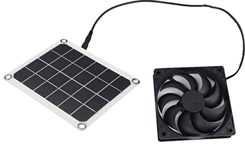 Baoblaze Solar-Abluftventilator, Solar Panel Ventilator Kit, 10W Solar Panel Powered Fan, Solarbetriebener Ventilator Wasserdicht für Gewächshäuser, Schuppen, Haustierhäuser, Fensterauspuff
