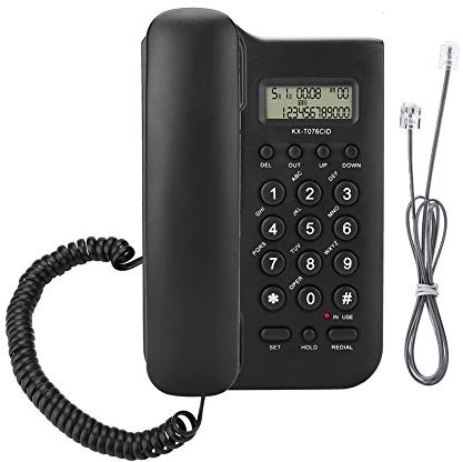 Schnurgebundenes Telefon, schnurgebundenes Tischtelefon mit Telefonkabel, großen Tasten, einstellbarer Lautstärke, Festnetztelefon für Home Office Hotel, unterstützt FSK/DTMF Dual System(Schwarz)