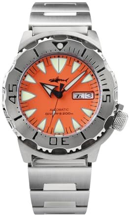 Heimdallr Uhren für Herren, NH36A Automatik Armbanduhr 200M Taucheruhr Saphirglas Leuchtende Herrenuhr mit 316L Edelstahl Armband V1 Version, Orange/Abendrot im Zickzackmuster (Sunset Chevron),