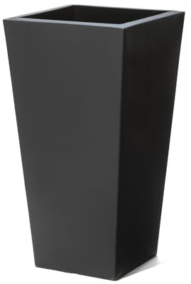 Step2 Tremont Tall Square Tapered Planter, 28, Indoor/Outdoor Plants, Efficient Drainage, Durable Resin, Onyx Black
