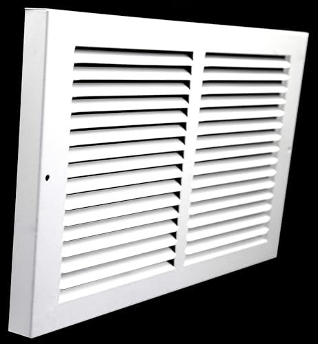 HVAC Premium 12 X 4 Baseboard Return Air Grille - HVAC Vent Duct Cover - 7/8 Margin Turnback for Flush Fit with Baseboard Work - White [Outer Dimensions: 13.75 Width X 5.75 Height]