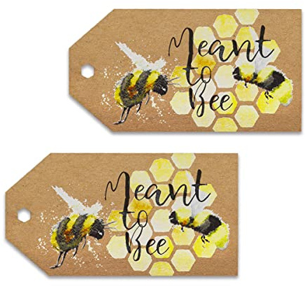Summer-Ray 50pcs Meant to Bee Honey Favour Tags Sweet Honey Bee A Sweet Thank You Tags (Kraft Brown)