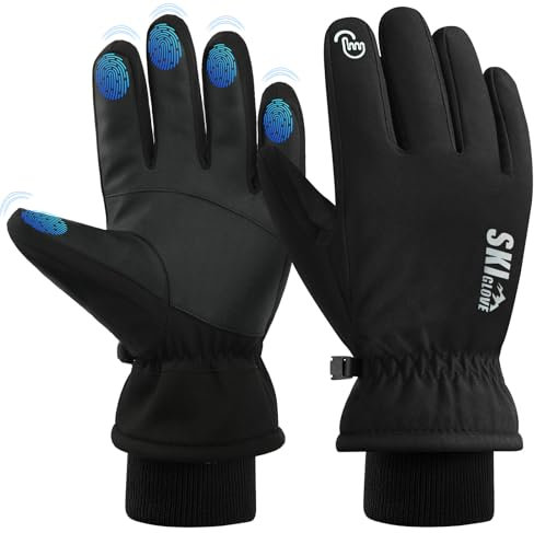 ZENUTA wasserdichte Skihandschuhe Damen Herren, Warme Winterhandschuhe Herren Damen mit 5-Finger-Touchscreen, Fahrradhandschuhe Herren Winter für Reiten Laufen Skifahren Wandern (XL)