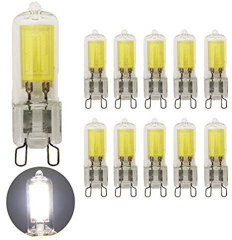 Mengjay 10 Stück COB G9 LED Leuchtmittel, 5W Ersatz 40W Halogen Lampen,400LM, Nicht Dimmbar, Kaltweiß 6000K, Energiesparlampen,AC 220V