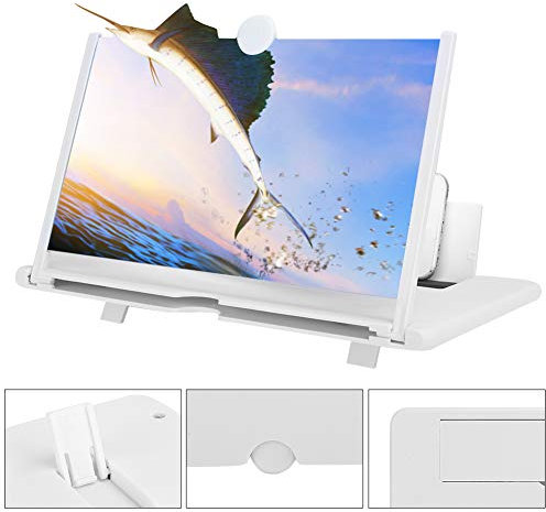 Phone Screen Magnifier, 3D 12 Inch Screen Amplifier Enlarger Zooms 3 Times Pull‑Out Bracket for All Smart Phone, Smartphone Magnifying Glass for the Old, Children, Movie Lover