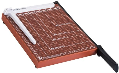 HOMCOM Cortador de Papel A4 Guillotina Profesional para Papelería Fotográfica Oficina Estudio Escuela Capacidad 12 Hojas con Regla Guía Cizalla de Cuchilla 48x26,5x5 cm Marrón