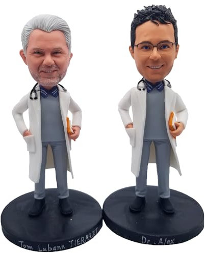 mydedor Wackelkopf, Doctor Partner, personalisierbar, vollständig maßgeschneidert, Wackelkopf, zwei Personen, Figuren für Liebespaare, basierend auf Ihren Fotos