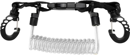 CRESSI Spiral Laynyard with Ring - Extensor Dos Mosquetones INOX de Buceo, Negro, Talla Única, Adulto Unisex