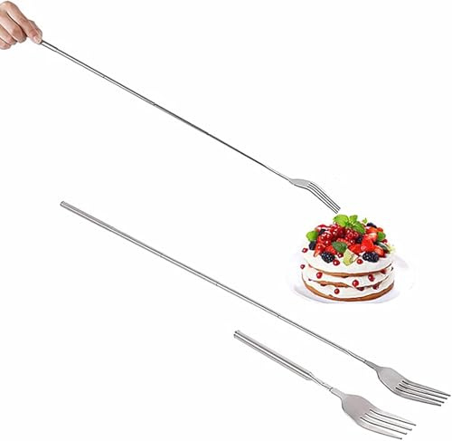 Fourchette télescopique réglable, fourchette extensible en acier inoxydable pour barbecue, fourchette à long manche pour dessert, pour manger, barbecue, dîner, dessert, saucisse, légumes