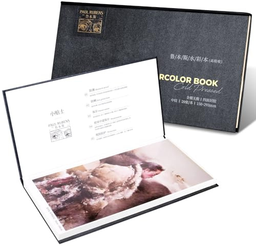 Paul Rubens Aquarellpapierblock, 100% Baumwolle Aquarell Skizzenbuch, säurefrei, 300gsm/140lb, Cold Press Kunstzubehör für Erwachsene und Studenten, 20 Blätter, 5,9 * 11,5 Zoll