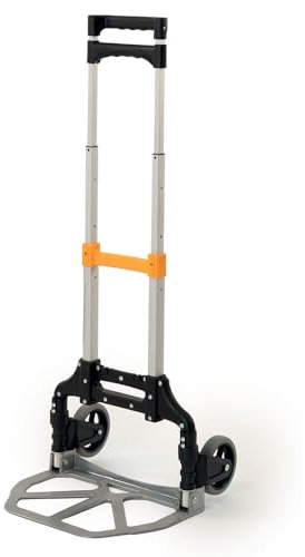 Paluplus Carrello Portapacchi Pieghevole Salvaspazio in ALLUMINIO con Portata 70 Kg, misura 40x40x101cm, Manico Telescopico e 2 Ruote in Gomma, Montacarichi Manuale per trasporto carichi pesanti -A130