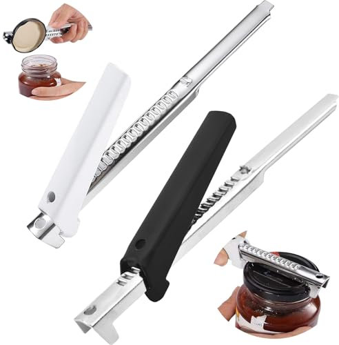 zykssy 2 PCS Müheloser Arthritis Glasöffner,Dosenöffner Manuell Lid Opener,2024 new Dosenöffner Flaschenöffner für Senioren,Multifunctional Deckelöffne aus Edelstahl（Schwarz-White）