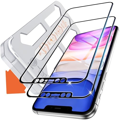 Tentoki 2 Pezzi Pellicola per iPhone 11 / iPhone XR (6,1''),Vetro Temperato compatibile con Face ID, Copertura completa 2.5D Pellicola Vetrino,Auto Dust Vetro,Anti Graffio,Durezza 9H