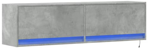 vidaXL Meuble TV Mural avec lumières LED Gris béton 140x31x38 cm, Meuble TV Suspendu au Mur, unité TV Flottante, Support TV Mural, Meuble TV Flottant