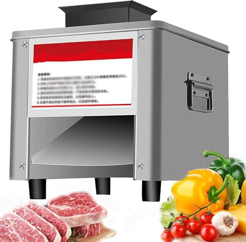 QXIWAOE Cortadora de Carne eléctrica para fiambres, 850 W, 200 kg/h, Grosor Ajustable, para Uso doméstico, fácil de Limpiar, rebanadas, Tiras, Cubos, 7 mm