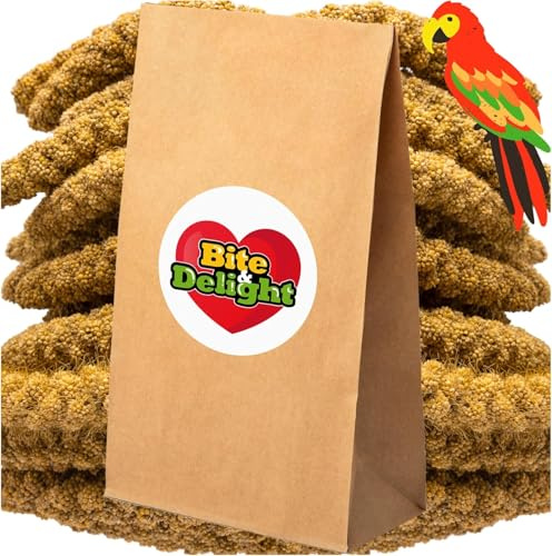 Bite & Delight 2kg Kolvmillets – Året-runt-fågelmat för burfåglar, undulater, naturlig hirs för papegojor och exotiska fåglar