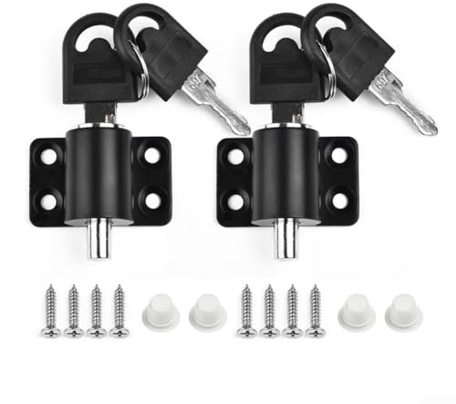 Lot de 2 loquets de porte coulissante, verrou de sécurité pour fenêtre et porte de terrasse, boulon général (noir)