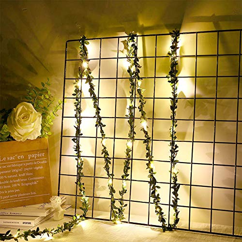 Guirlande lumineuse avec feuilles, Chaîne Lumineuse De Lierre 30 Led 9,8 Pieds Alimentée Par Usb Feuilles De Lierre Vertes Guirlande Lumineuse De Noël Pour Chambre À Coucher Arbre De Noël Décoration