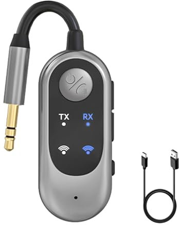 Bluetooth 5.3 Transmitter and Receiver 2-in-1 With 3.5mm Wireless Aux Adapter for TV, Car, Airplane, Hi-Fi, Speaker, Headphones - Support Hands-Free