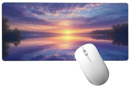 Sonnenuntergang Mauspad XXL 1400 x 600 mm, Gaming Mauspad Szene Mausepad mit Genähten Kanten, Rutschfeste Gummibasis Schreibtischunterlage, Mouse Pad Verbessert Präzision und Geschwindigkeit H-475
