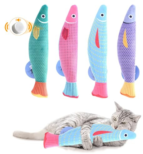 Beaulyn Katzenminze Spielzeug,Katzen Spielzeug mit Fischform, Interaktives Cat Toys Kauspielzeug aus weichem Leinen für Erwachsene Indoor-Katzen & Kätzchen (Zahnen, Nipstoy)