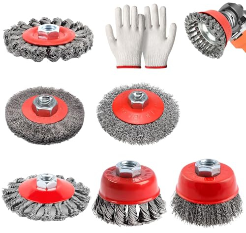 SI SEN 6 Pièces Brosse Metallique pour Perceuse Meuleuse D'angle,Brosses Torsadées Nouées M14,75mm et 100mm de Diamètre,pour Meuleuse,Enlèvement de Peinture de Rouille,Polissage