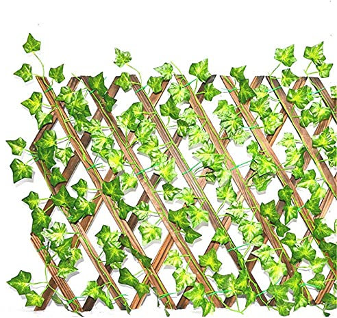 Clôture en bois rétractable avec feuilles de lierre artificielles, treillis extensible pour jardin, intimité, panneau décoratif de feuilles de vigne, parfait pour les espaces extérieurs