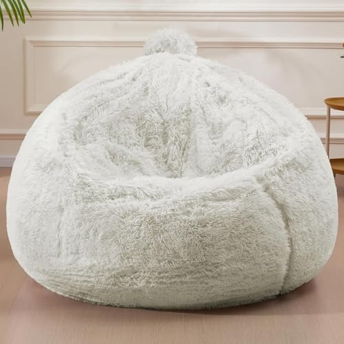 GWFBLID Puff Gigante de Piel Sintética de Pelo Largo Silla Grande de Puf - Muebles Gigantes Rellenos de Espuma con Fundas Lavables a Máquina Sofa Puf Gigante Moderno sin Relleno