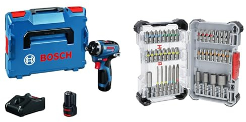 Bosch Professional 12V System GSR 12V-35 HX Cordless Drill/Driver (Incl. 2X 3.0 Ah Rechargeable Battery, Charger) + 43x Extra Hard Screwdriver Bit Set (197 x 110.5 mm, Accessories)
