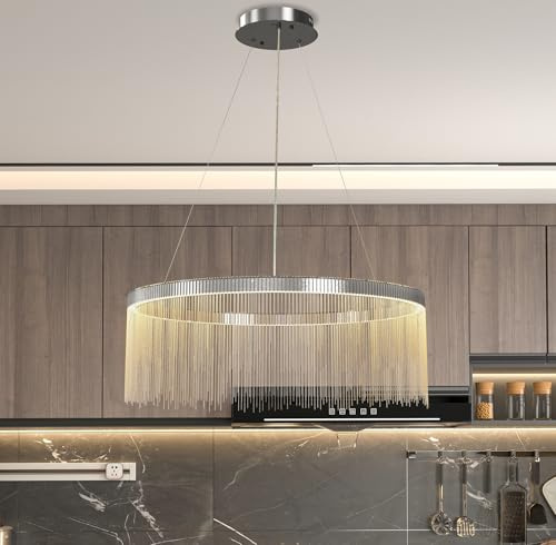 Vrygle Kronleuchter Modern mit Quasten: LED Deckenlampe 80cm Rund Kronleuchter Höhenverstellbar, 3-Farben-Licht einstellbar Kronleuchter Gold für Wohnzimmer, Schlafzimmer, Arbeitszimmer